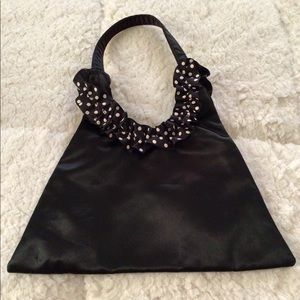 Rachel & Co. New York Black Satin Tote with Polka Dot Trim